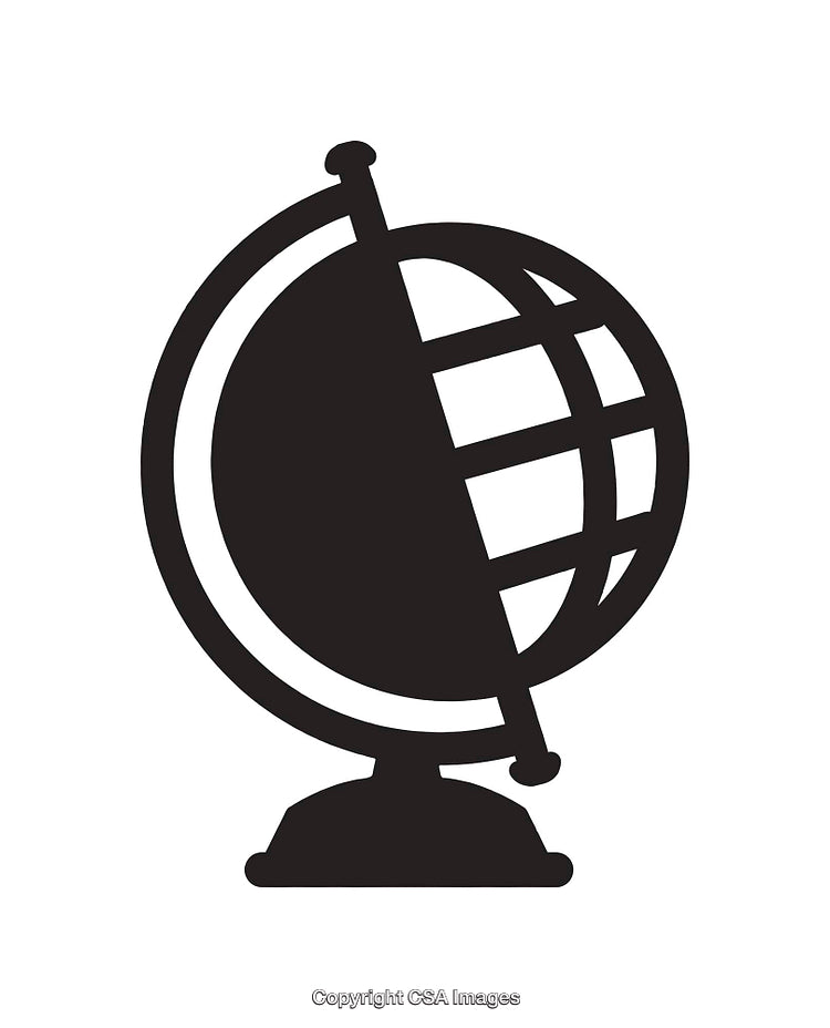Simple Black And White Icon of a Globe for Educational Purposes