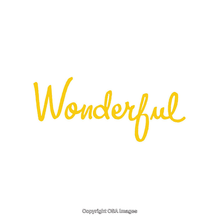 Inspirational Yellow Handwritten Wonderful Calligraphy on White Background