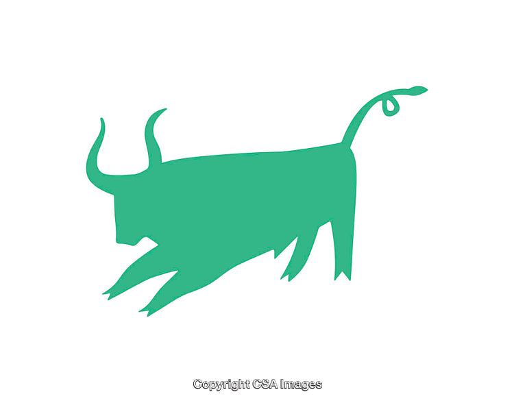 Minimalist Bull Silhouette in a Green Color on White Background