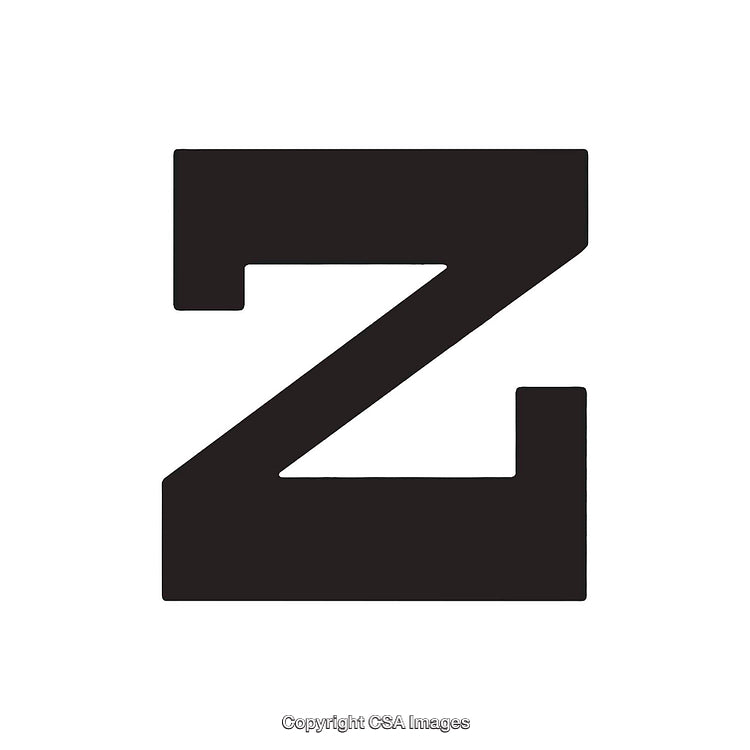 Black Bold Letter Z Design on a White Background in Simple Style