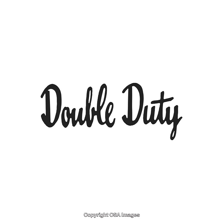 Elegant Black Calligraphy Style Text Displaying Double Duty on White Background