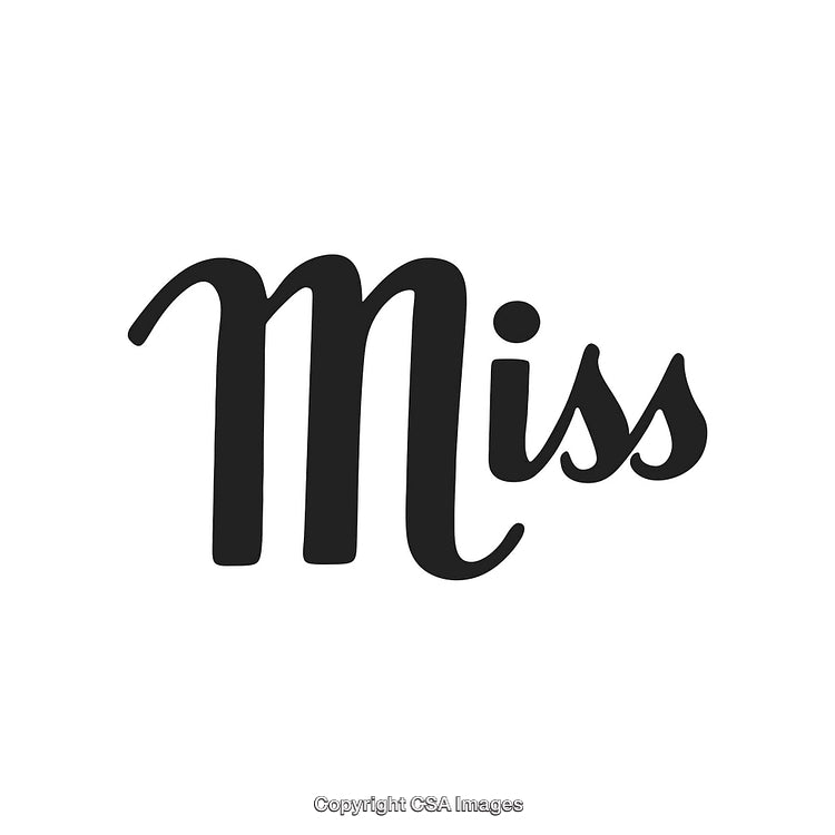 Elegant Cursive Typography Featuring the Word Miss on a White Background