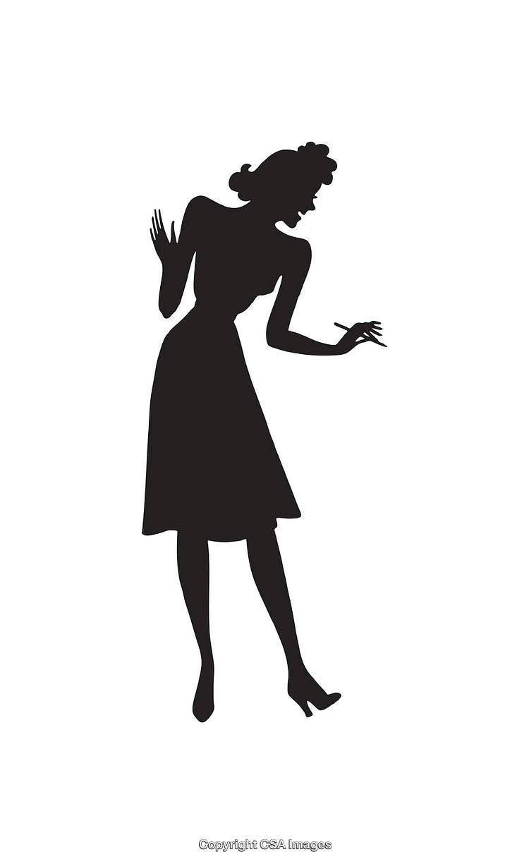 Silhouette of a Stylish Woman in a Retro Pose