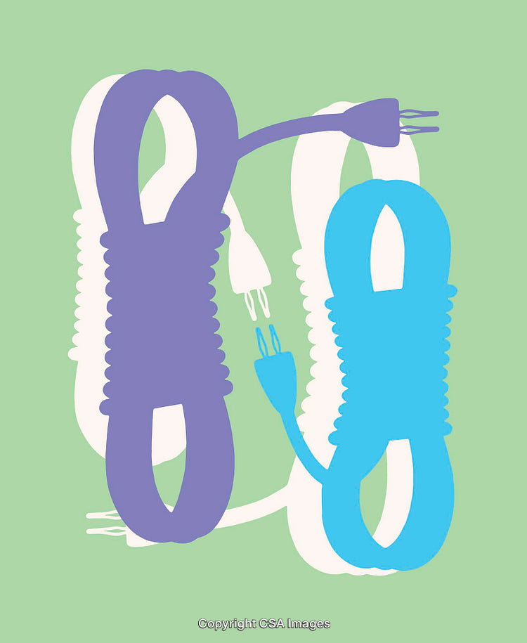 Colorful Power Cords Illustration on a Simple Green Background