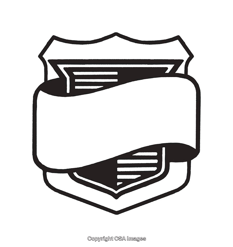Black And White Shield Line Art With Banner Design
