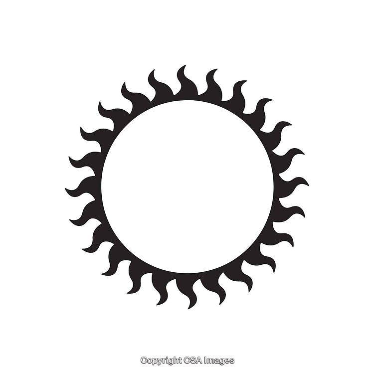 Circular Black And White Sun Icon With Pointed Rays