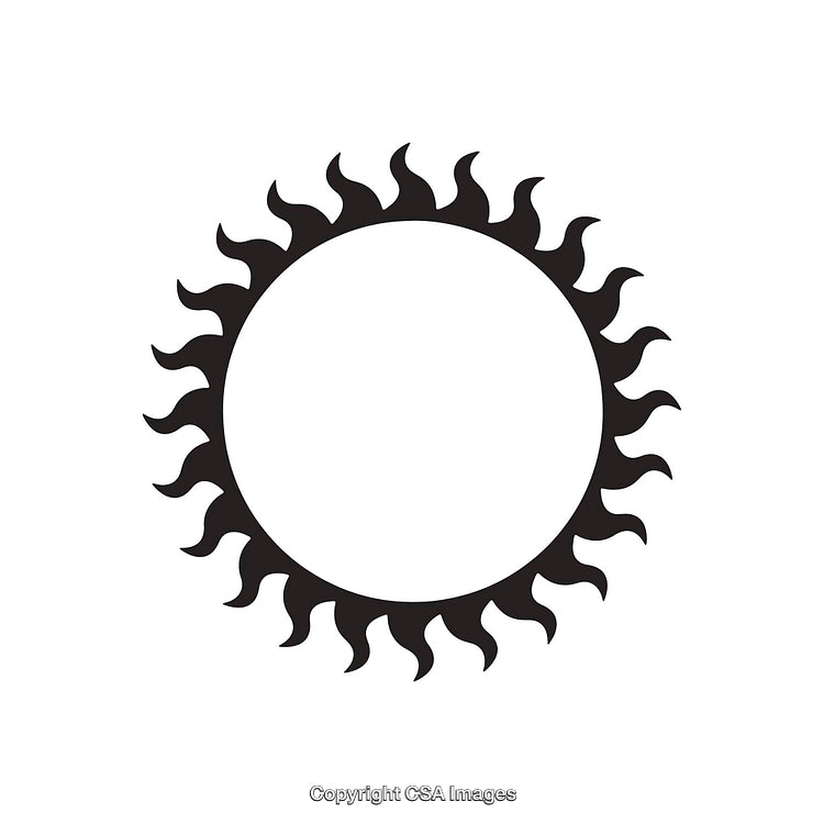 Circular Black And White Sun Icon With Pointed Rays