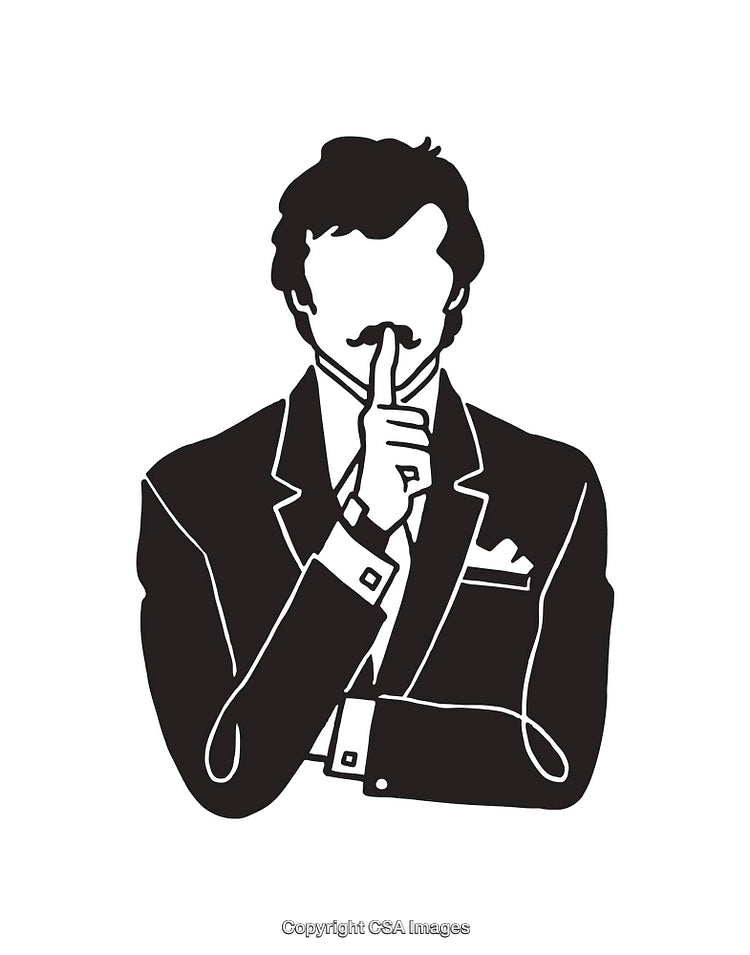 Silhouette of a Man Holding Up a Finger in a Quiet Gesture