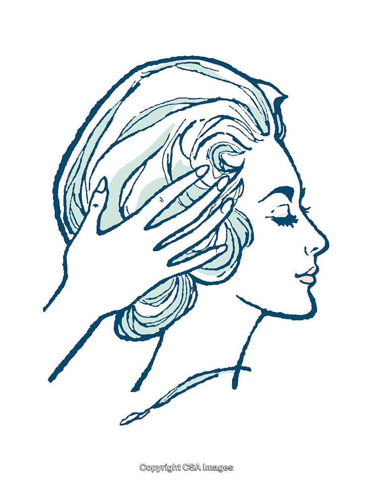 Elegant Women’s Hair Styling Illustration with Artistic Details
