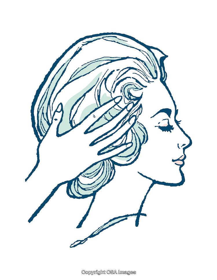 Elegant Women’s Hair Styling Illustration with Artistic Details