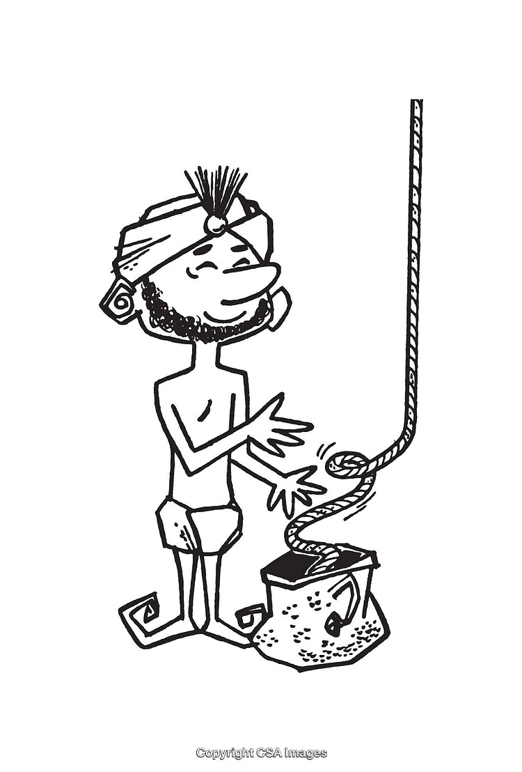 Illustration of Snake Charmer Performing Skillful Act With an Animated Rope