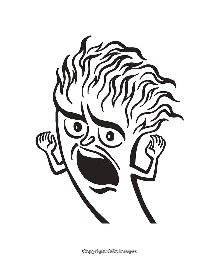 Expressive Black and White Illustration of a Cartoon Emotional Face