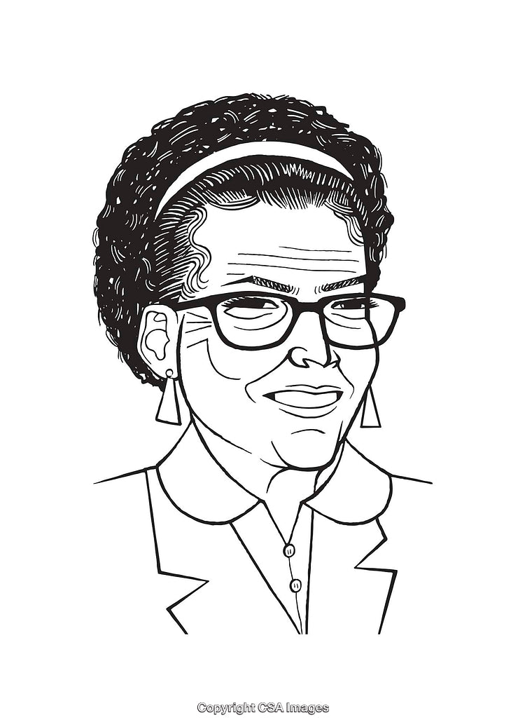 Black and White Line Art Illustration of a Formal Woman with Glasses