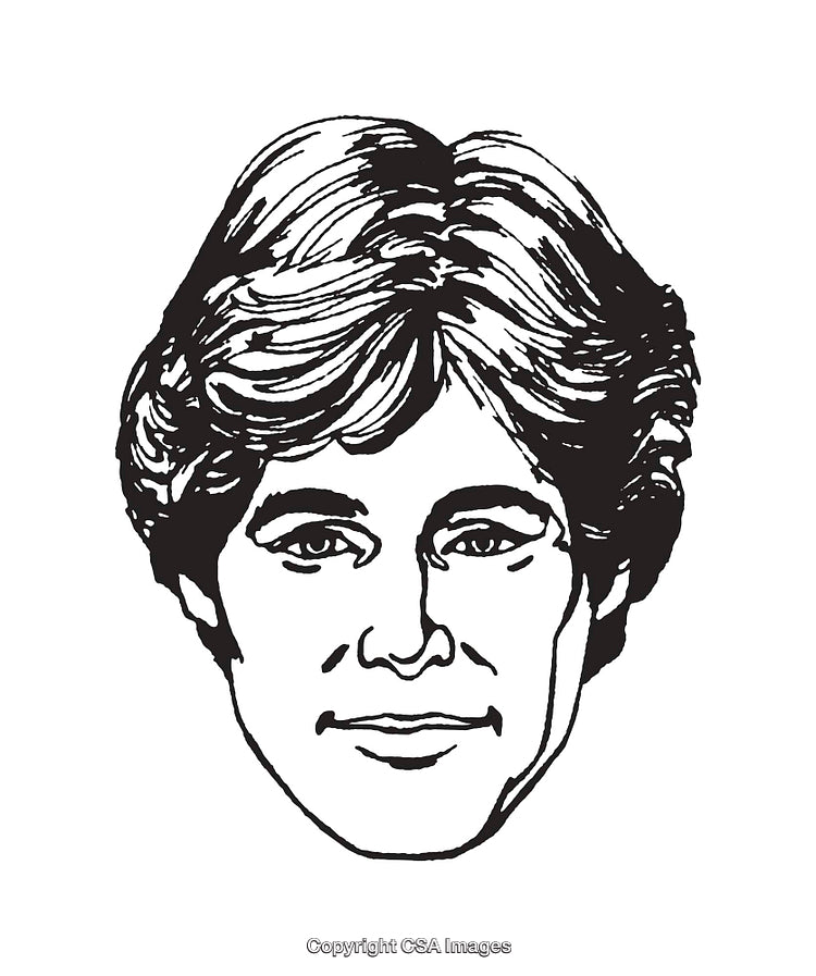 Black and White Line Art Illustration of a Smiling Person's Portrait