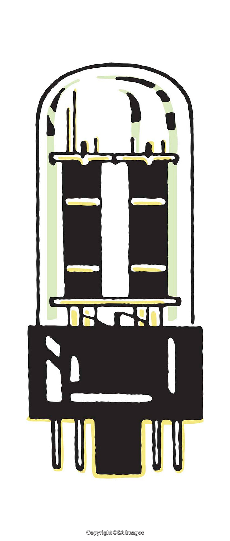 Colorful Illustration of a Retro Vacuum Tube with Distinct Features