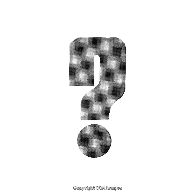 Black and White Halftone Question Mark Symbol Isolated on White Background