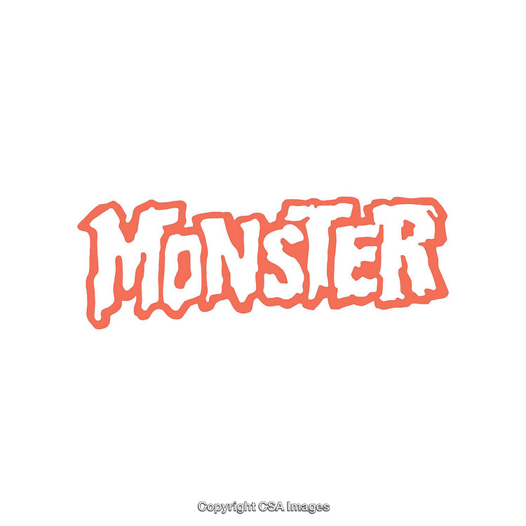 Creative Monster Typography in Red with Distressed Edges on White