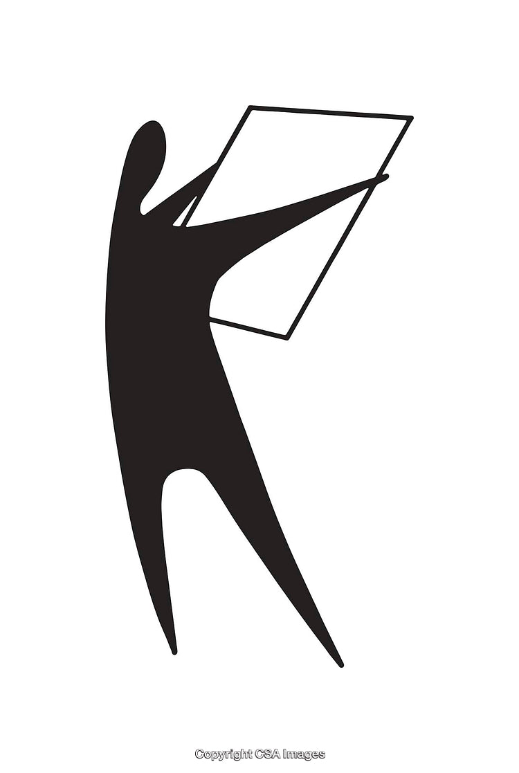 Black and White Abstract Silhouette Holding a Square Object
