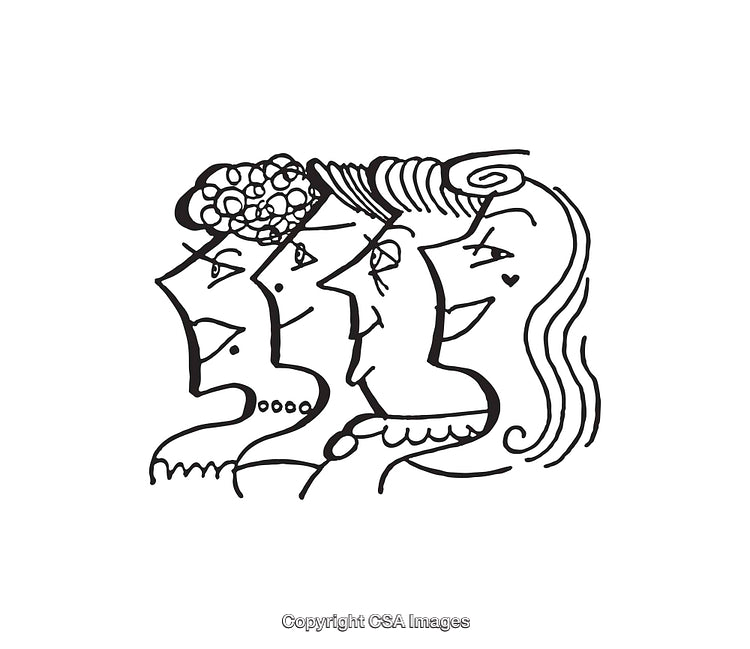 Black and White Line Art Illustration of Unique Faces and Expressions