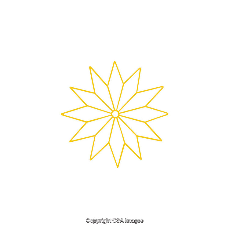 Geometric Star Outline in Yellow Vector Abstract Design on White Background