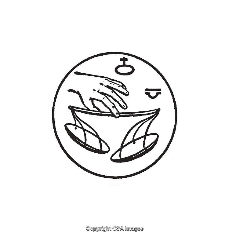 Black And White Line Illustration of Scales with Abstract Decor