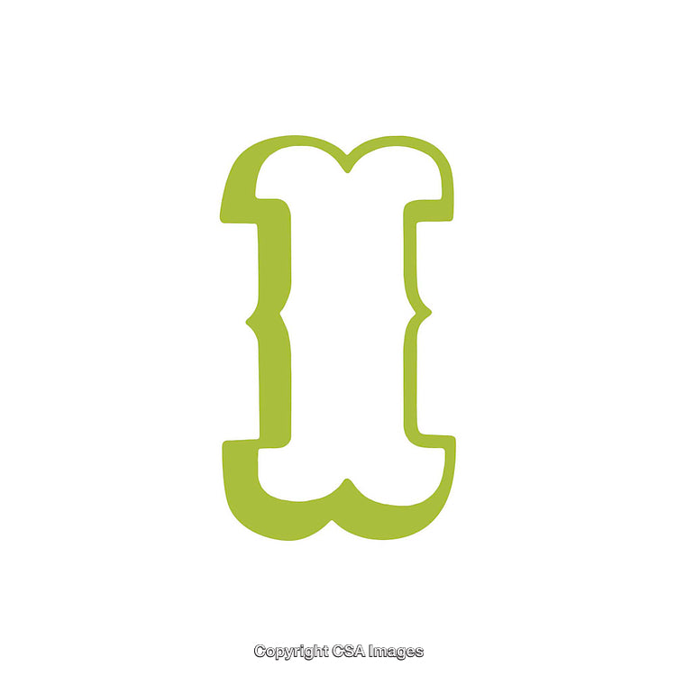 Stylized Letter 'I' in a Green Bracket Design on White