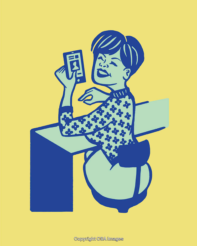 Colorful Illustration of a Person Using a Smartphone in a Modern Style