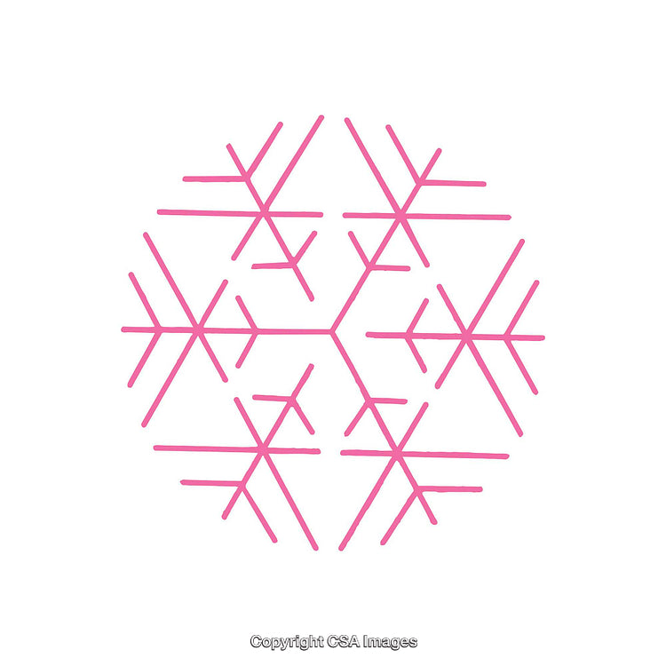 Pink Geometric Snowflake Design With Abstract Symmetrical Patterns Isolated on White