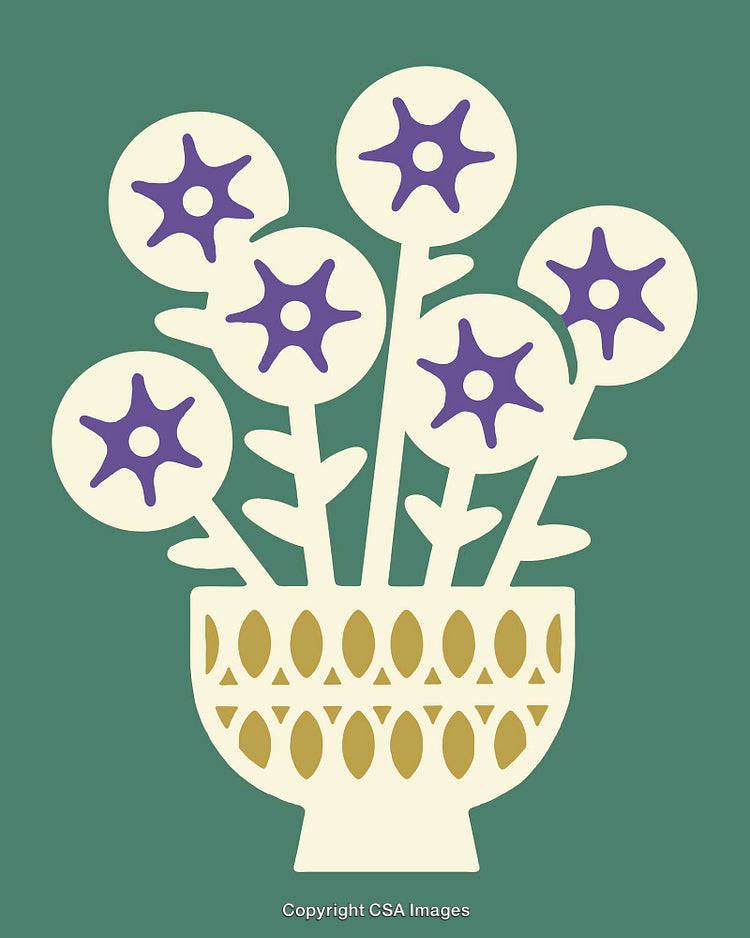 Floral Line Art Illustration in Vibrant Colors and Modern Style