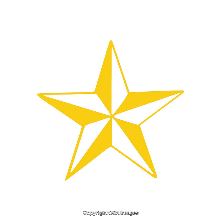 Yellow Star Graphic with Symmetric Design and White Cutouts