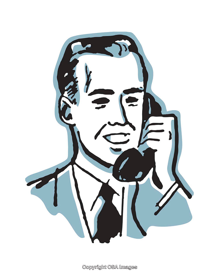 Retro Style Illustration of a Man Using a Phone with Smile