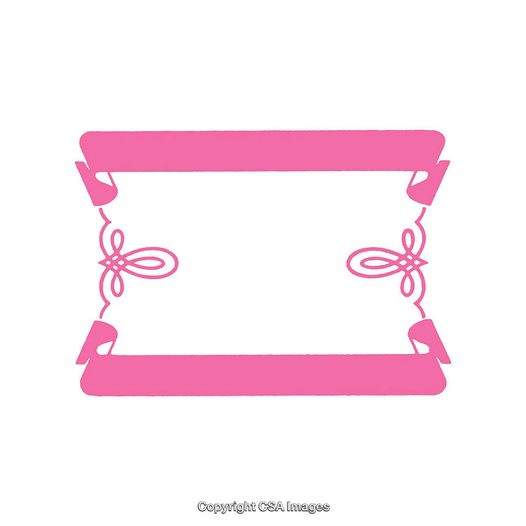 Elegant Pink Decorative Frame with Ribbon Accents and Floral Motifs