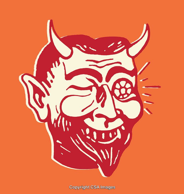 Colorful Retro Devil Illustration in Bold Minimalist Art Style