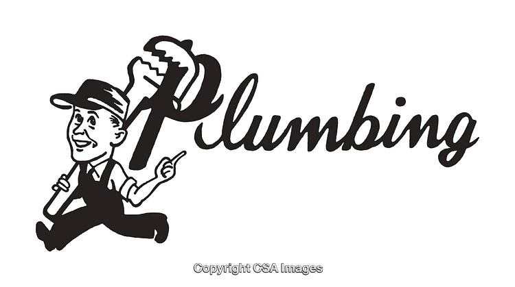 Retro Style Black and White Plumbing Service Logo Illustration