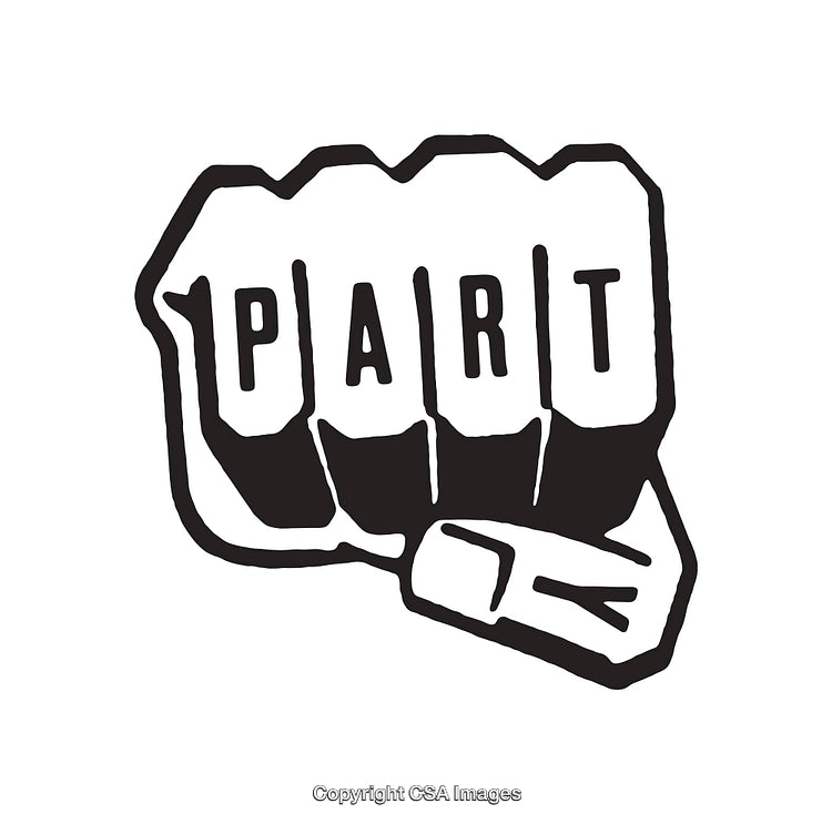 Retro Black and White Fist Art with Text Embellishment