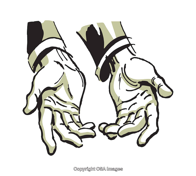 Illustrated Hands Outstretched Depicting Request or Offering Gesture