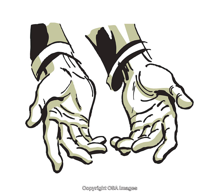 Illustrated Hands Outstretched Depicting Request or Offering Gesture