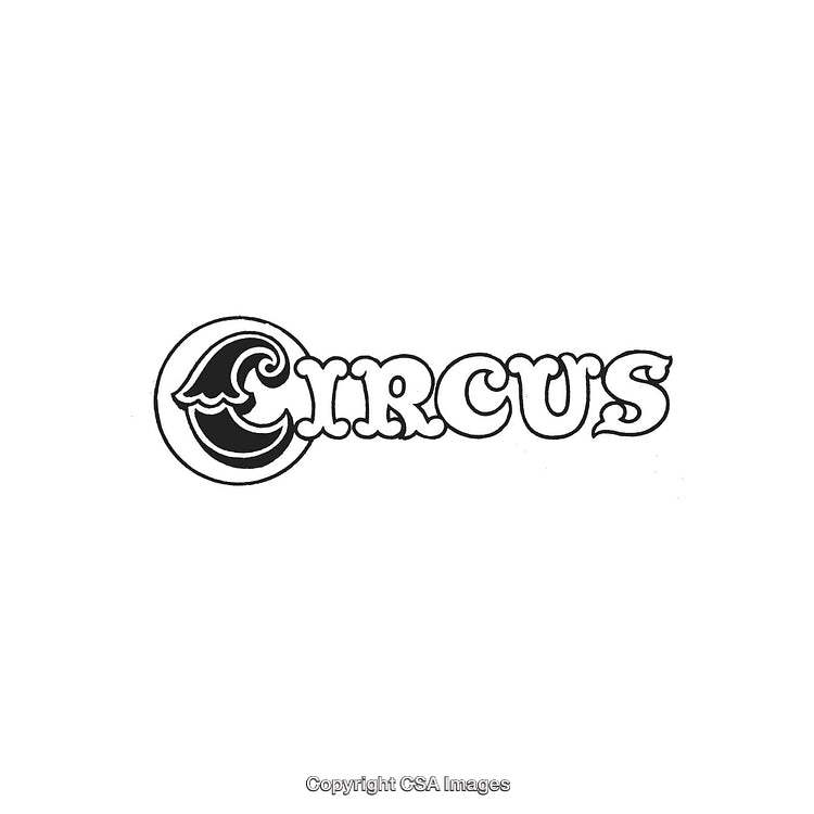 Decorative Artistic Typography of the Word Circus with Stylish Design Elements
