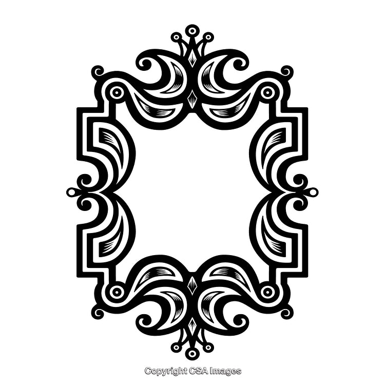 Elegant Black And White Ornamental Frame Design with Intricate Patterns