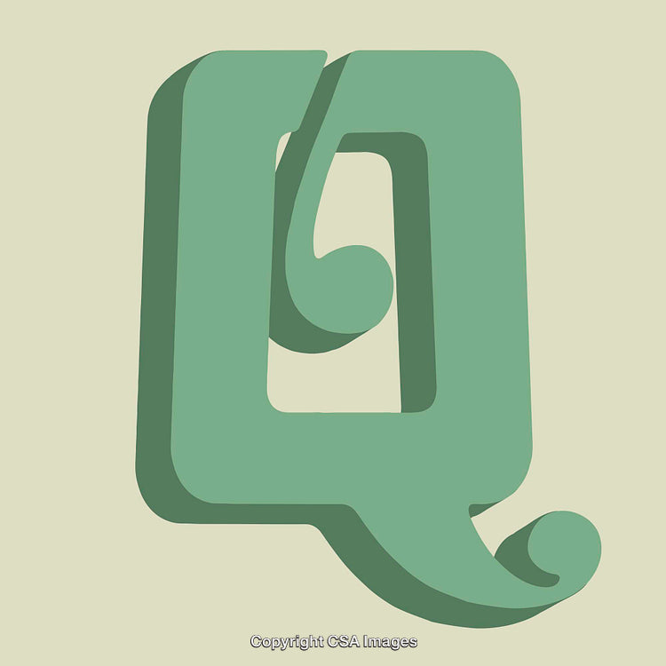 Stylized Illustration of the Letter Q with a Green Design