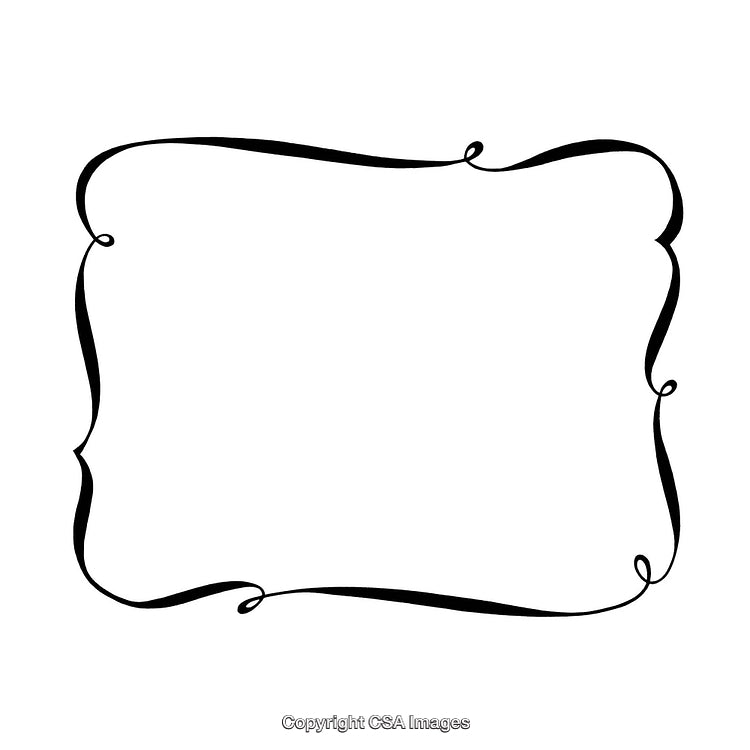 Elegant Black And White Frame with Decorative Swirls And Blank Center