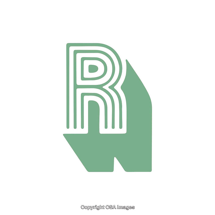 Green Letter R with Unique Stylish Typography Design on White Background