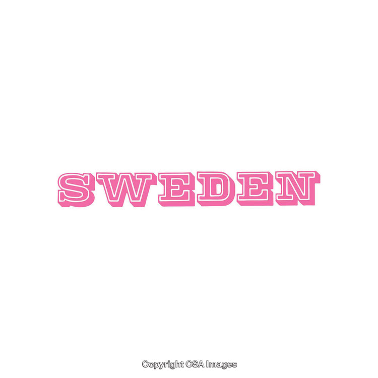 Bold Pink Text Highlighting the Word Sweden Over a White Background
