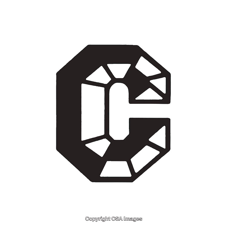 Stylized Letter C with Gemstone-Inspired Facets and Bold Design