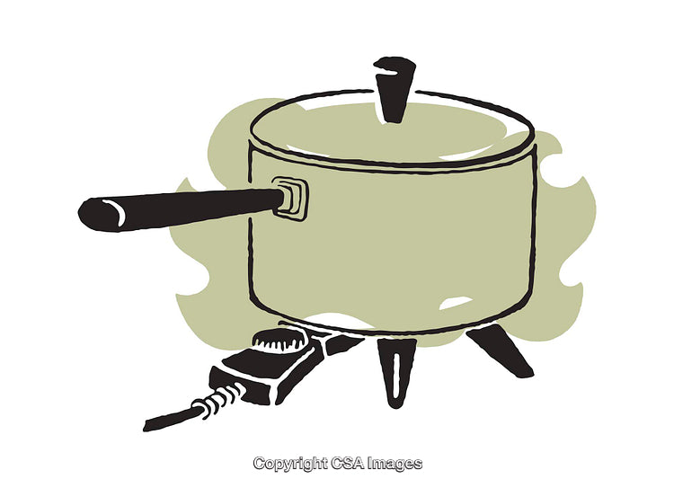 Illustration of a Kitchen Pot on a Stove with Simplistic Design