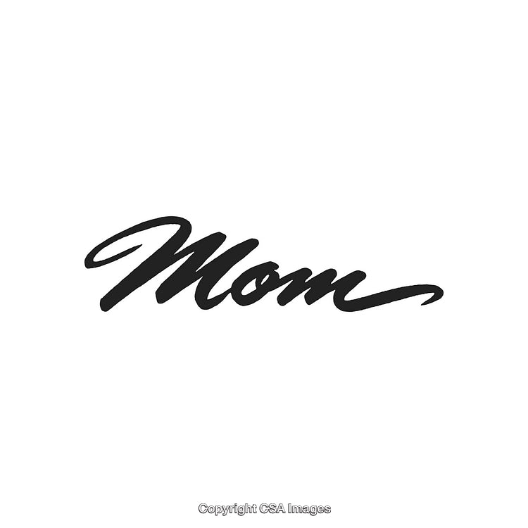 Elegant Calligraphy Featuring the Word Mom in a Cursive Script Style