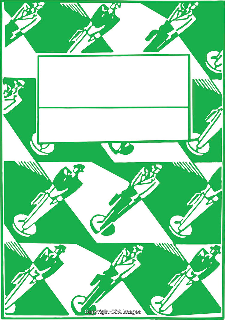 Geometric Pattern with Abstract Figures in Green and White Design