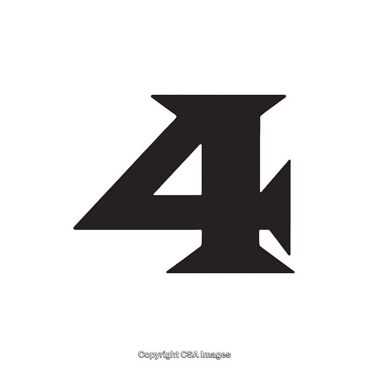 Bold Black Number Four on a Clean White Background
