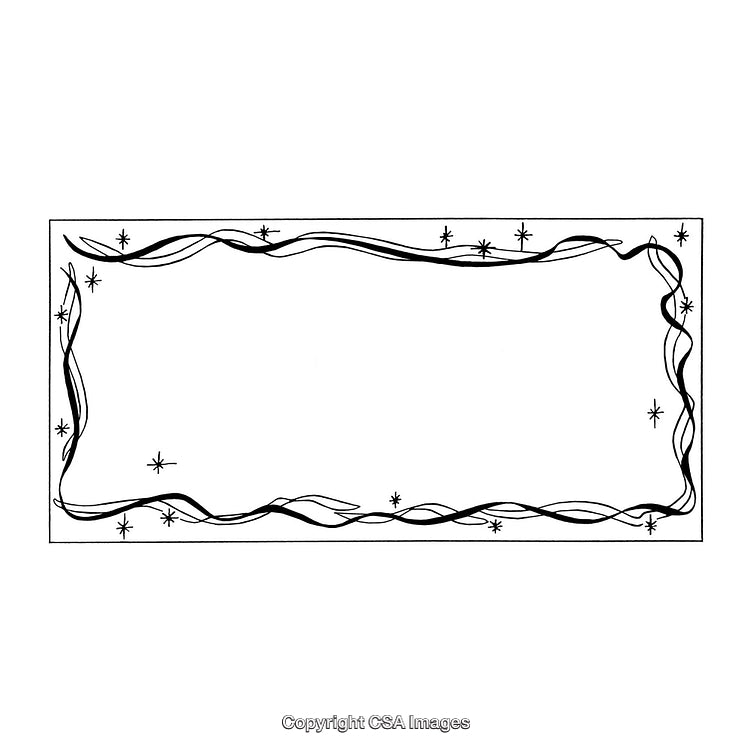 Elegant Hand-Drawn Black And White Border Design with Star Accents