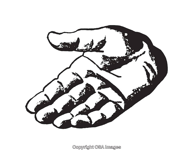 Black and White Line Art Illustration of an Open Human Hand